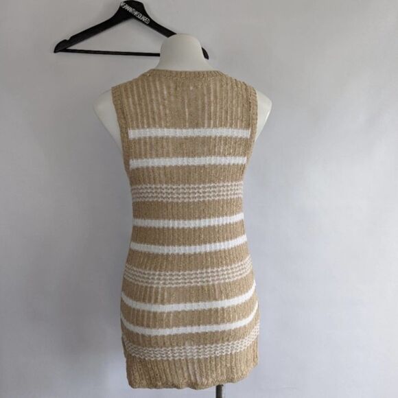 Nwt lou & grey tan and white sleeveless tunic sweater L - Picture 2 of 8